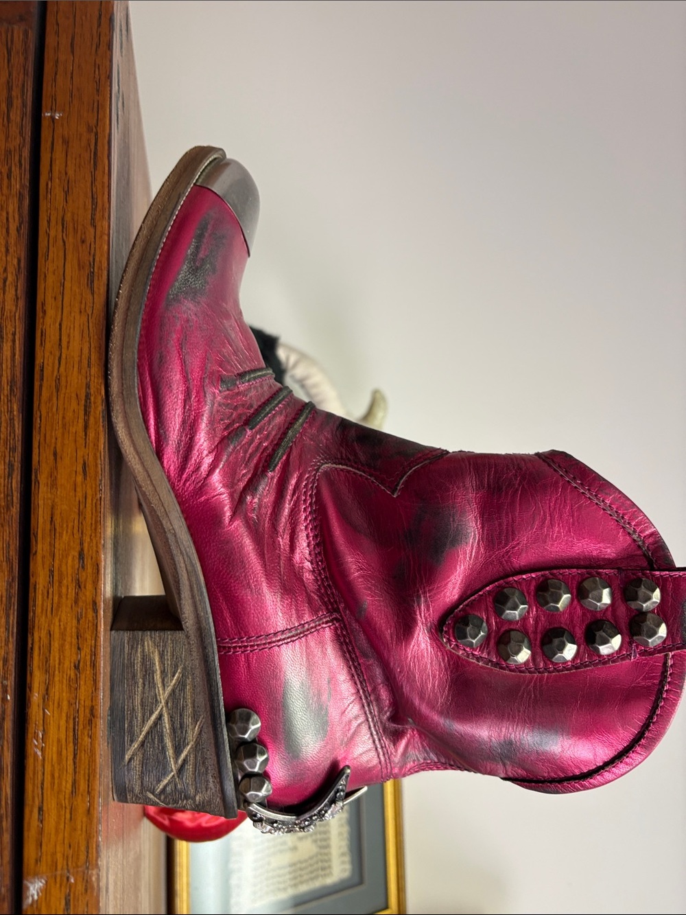 Metallic Pink Stud-Embellished Women's Ankle Bootie made in Italy